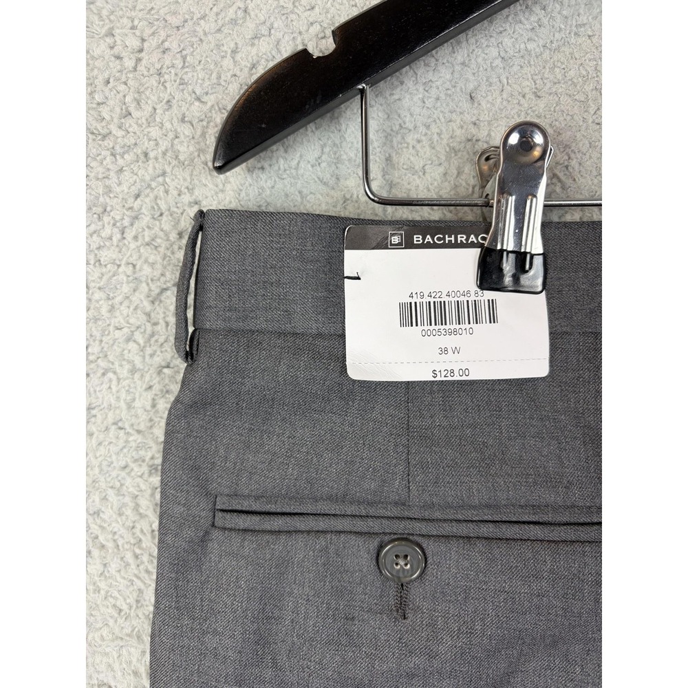Bachrach Dress Pants Mens 38x32 Gray Luxury Roma Wool Classic Fit Made Italy New